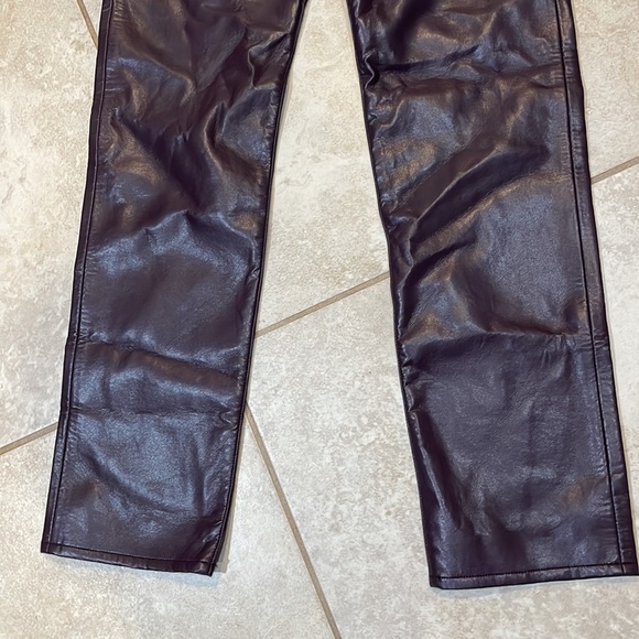 NEW! AGOLDE 90’s Pinch Waist Recycled Leather Straight Crop Pants 24 Purple - Picture 8 of 10